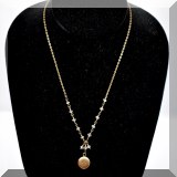 J051. 14K gold chain with crystals and locket. 18” - $125